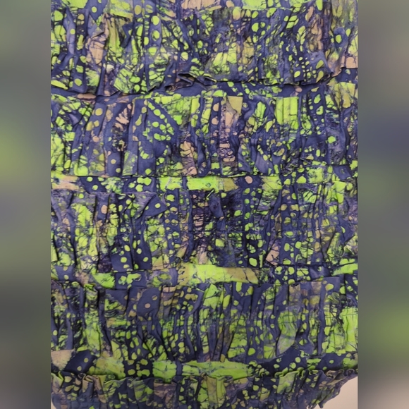 Handmade Green And Blue Batik/Tie-dye Ruffles And Drawstring Backpack - Picture 9 of 10